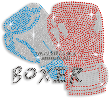 Colorful Boxer With Blue & Red Boxing Gloves Iron-on - Solar Air Conditioning (450x450), Png Download