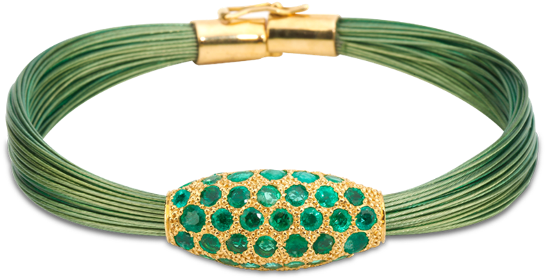 Pulsera De Hilos Acero Verde Con Oro Amarillo Y Pavé - Pulseras De Hilo Png (845x484), Png Download