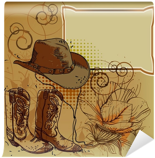 Vector Frame With A Cowboy Hat, Boots And Flowers Wall - Willie Nelson ...and Then I Wrote Vinyl Record (400x400), Png Download