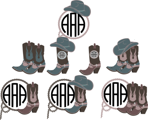 Cowboy Boots, Cowboy Hat Monogram Frame Svg Cut File - Monogram Svg (480x391), Png Download