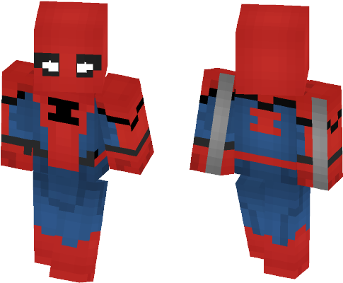Spider Man - Spider Man - Homecoming - Comics Minecraft - Spider Man Ps4 Minecraft Skin (584x497), Png Download