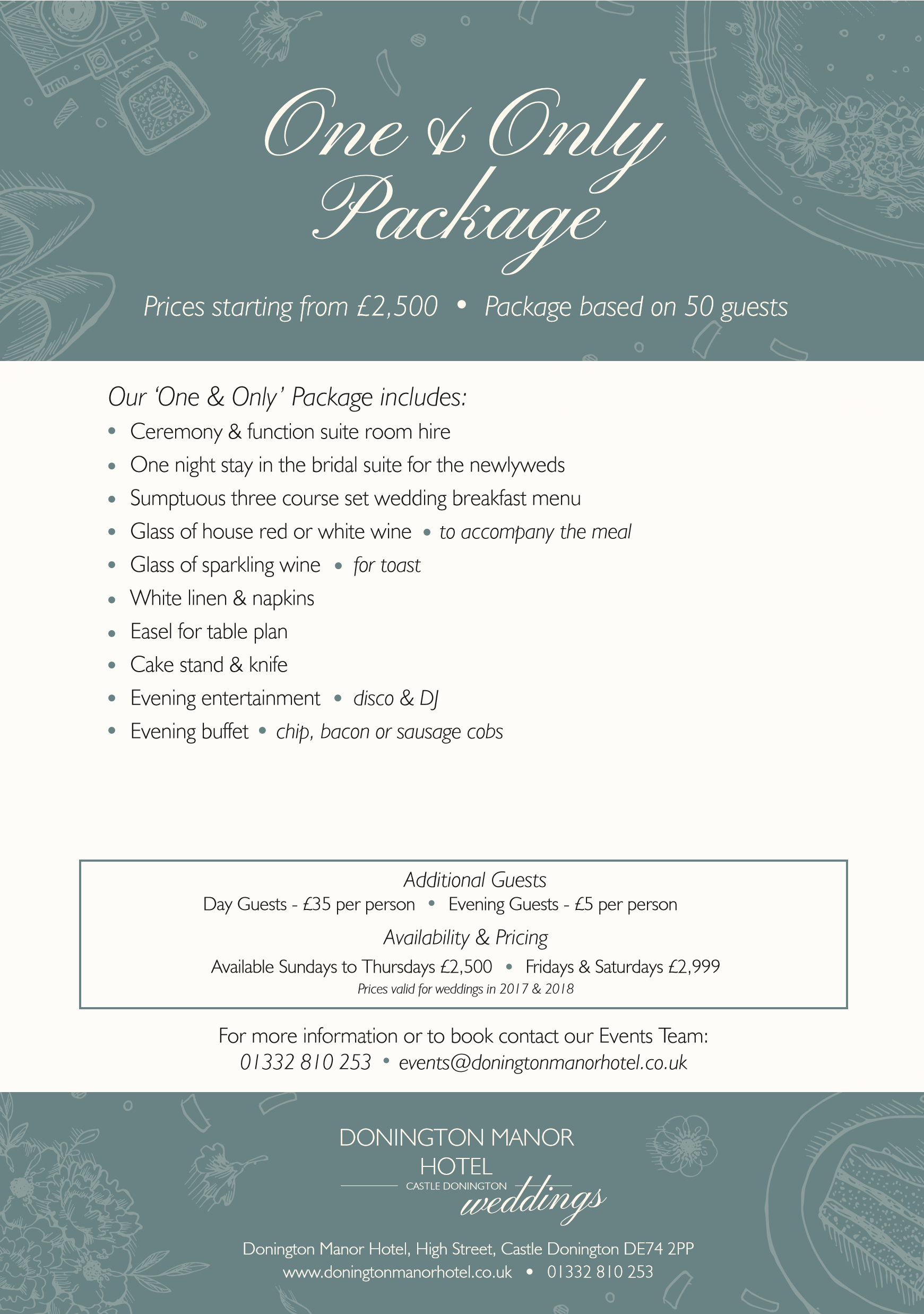 Each Of Our Wedding Packages Can Be Embellished And - Donington Manor Hotel (1741x2475), Png Download