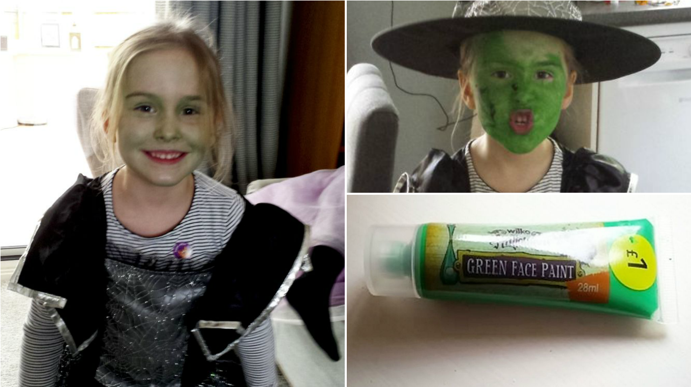 Girl Stuck With Green Face After Halloween Paint Won't - Green Face Paint Wilko (1366x768), Png Download