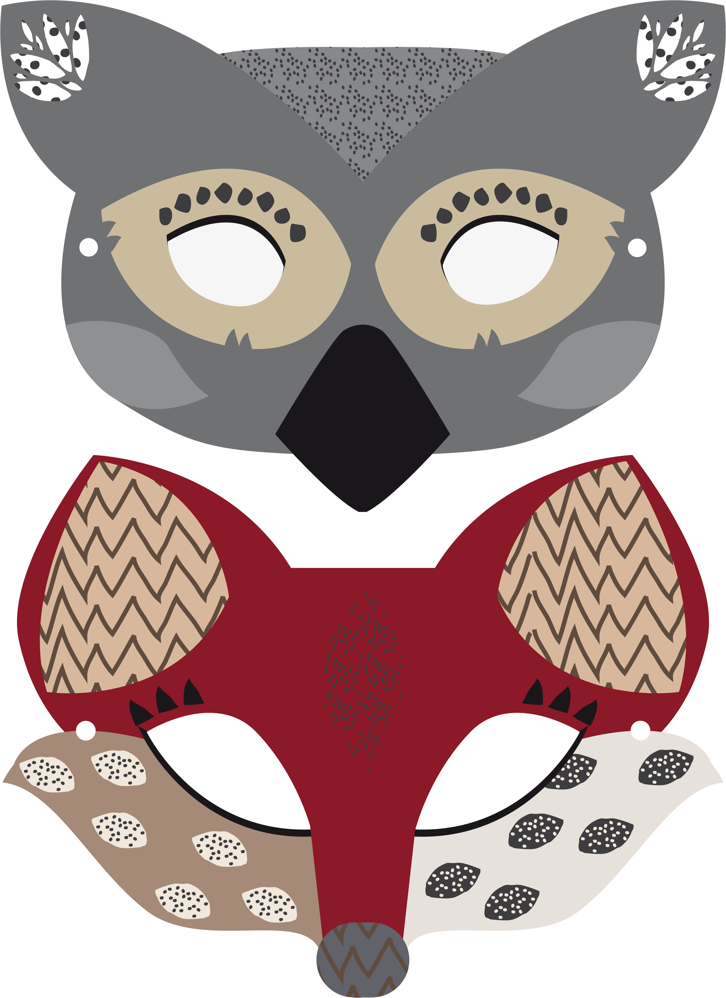 Image Mascara Antifaz, Máscara Para Dormir, Disfraces - Felt Animal Mask Printable Templates (2469x3380), Png Download