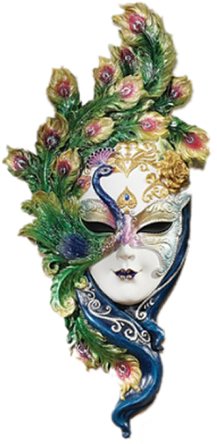 Free Mascaras De Teatro Png - Design Toscano Mask Of Venice Wall Sculpture: Peacock (316x625), Png Download