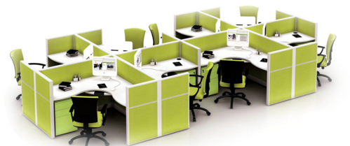 Modular Office Workstation - Sitting Arrangement In Office (500x255), Png Download