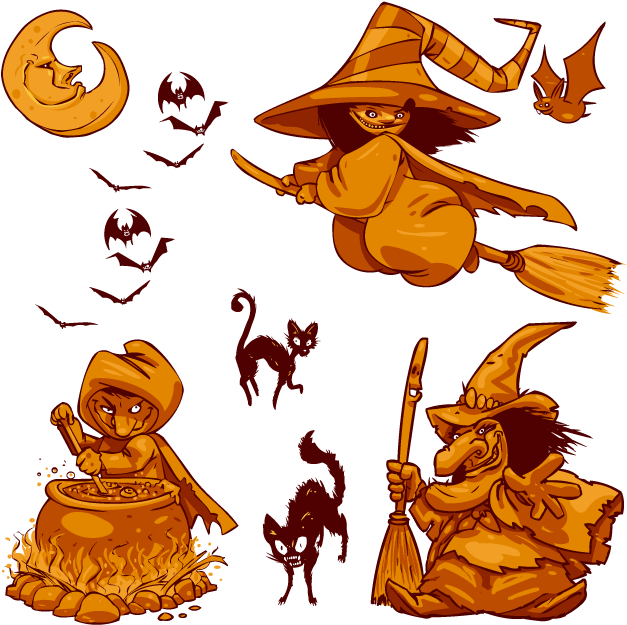 Cool Imagen De Brujas Cartoon De Halloween Muy Feas - Autocollants Muraux Me065 Sorcière 80 X 68 Cm (650x650), Png Download