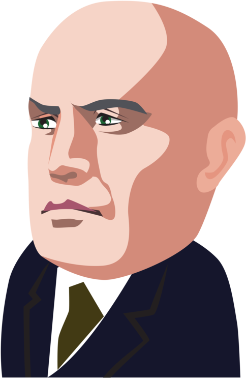 Benito Mussolini Italy Face Dictator Cartoon - Benito Mussolini Clipart (491x750), Png Download