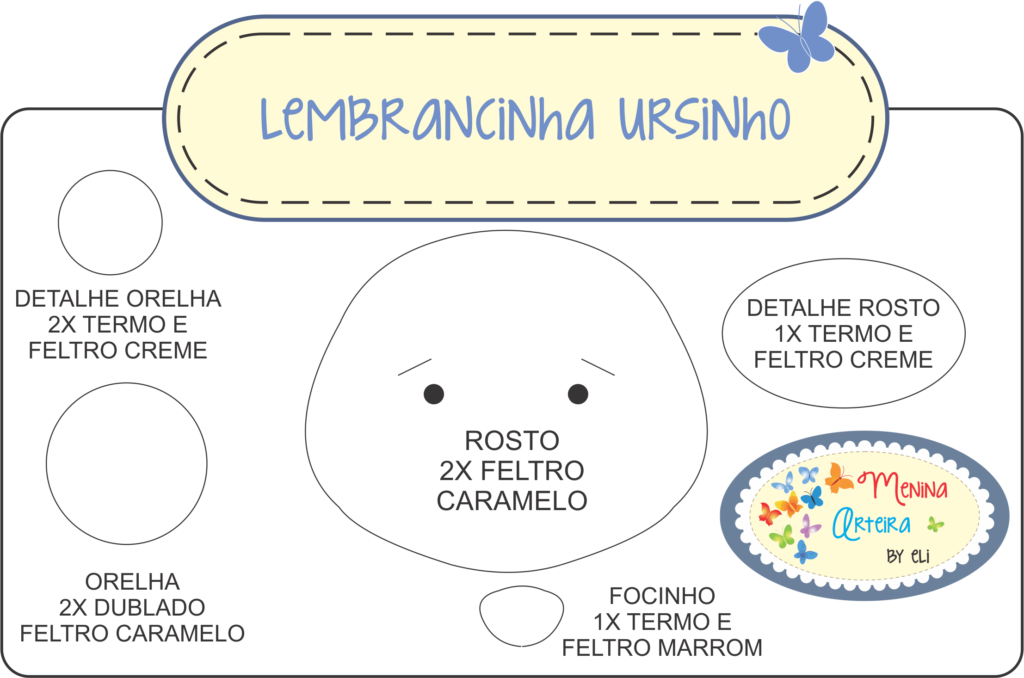 Molde Ursinho - Felt (1024x678), Png Download