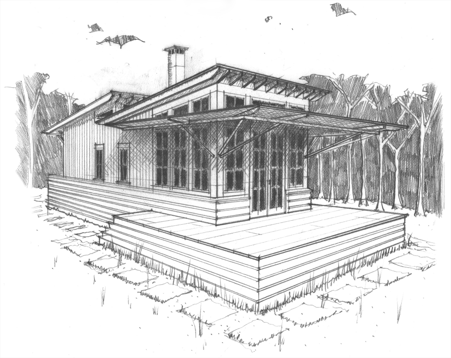 Saltbox Elevation Sketch - Sketch (1550x1233), Png Download