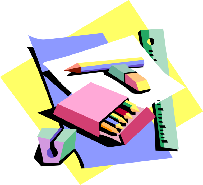 Vector Illustration Of School Classroom Education And - School Supplies (768x700), Png Download