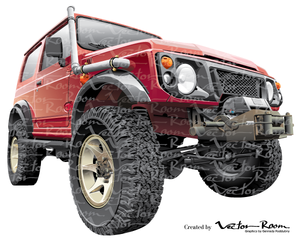 Rally Jeep Suzuki Jimny - Jeep 4x4 Vector (600x484), Png Download
