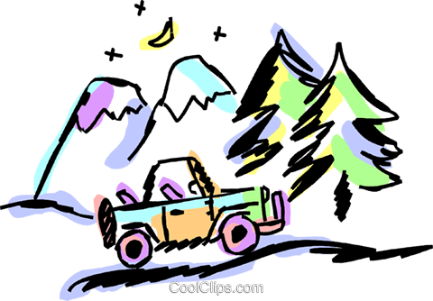 Jeep Parked By Mountains Royalty Free Vector Clip Art - Clip Art (480x334), Png Download