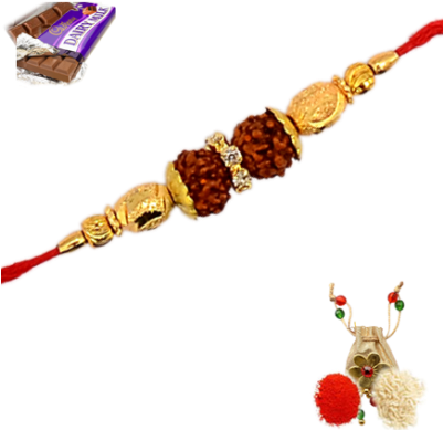 Gold Rudraksha Rakhi, Rakhdim Png Png Images - Designs Of Handmade Rakhi (400x400), Png Download