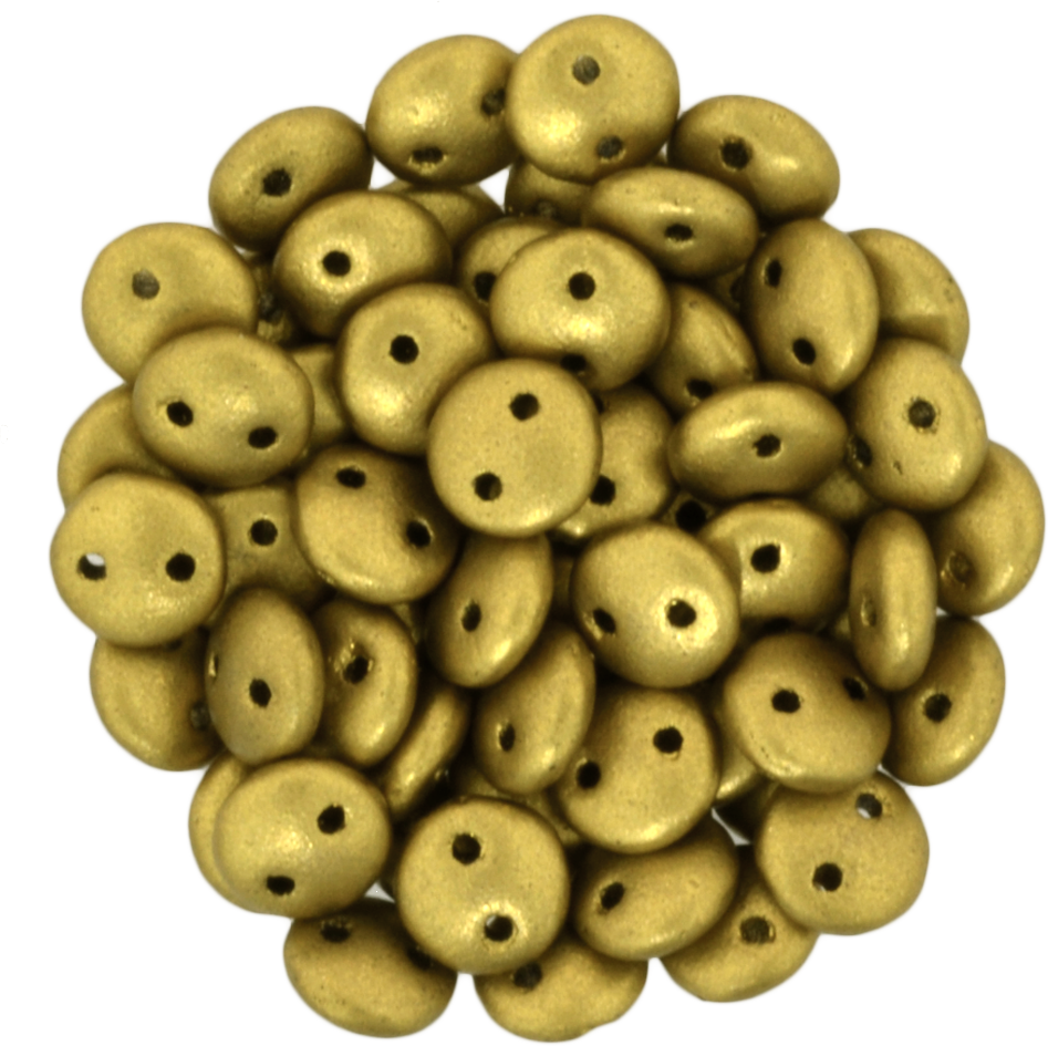 50 Czechmates 6mm Two Hole Lentil Matte Metallic Aztec - Gold (947x945), Png Download