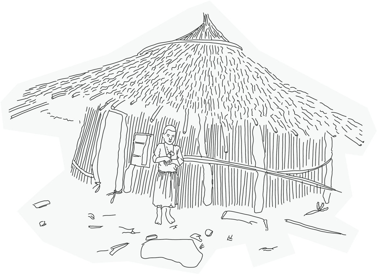 Read Story - Sketch A Poor House (1235x900), Png Download