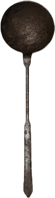 Hand Wrought Metal Soup Ladle Early Americana Cookware (673x841), Png Download