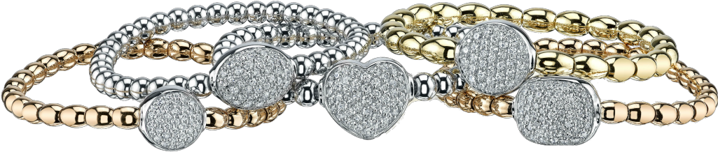 14k Gold Bead Bracelets W/ Diamond Oval - Aspery & Guldag (1024x624), Png Download