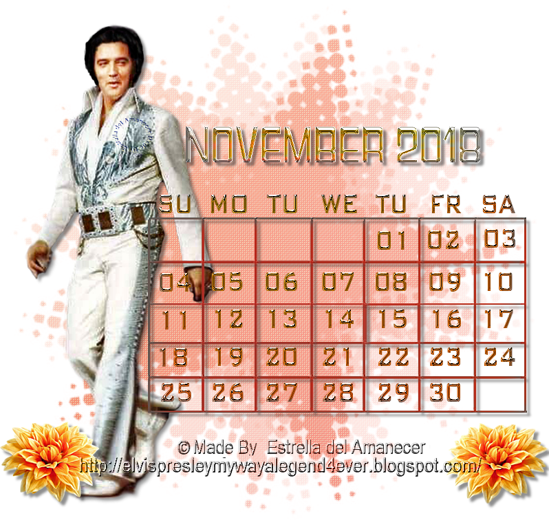Elvis Presley, November Calendar - Hot (798x756), Png Download