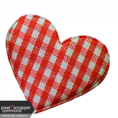 Red And White Plaid Fabric Heart - Digital Scrapbooking (456x456), Png Download