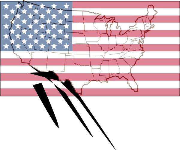 How To Set Use Brown Us Map Icon Png - Black And White American Flag Print Out (600x499), Png Download