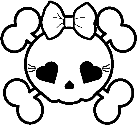 Female Skull Coloring Page - Cute Skull (600x470), Png Download