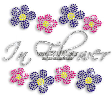 Pretty Flowers Iron-on Glitter Rhinestone Transfer - Cross-stitch (450x450), Png Download