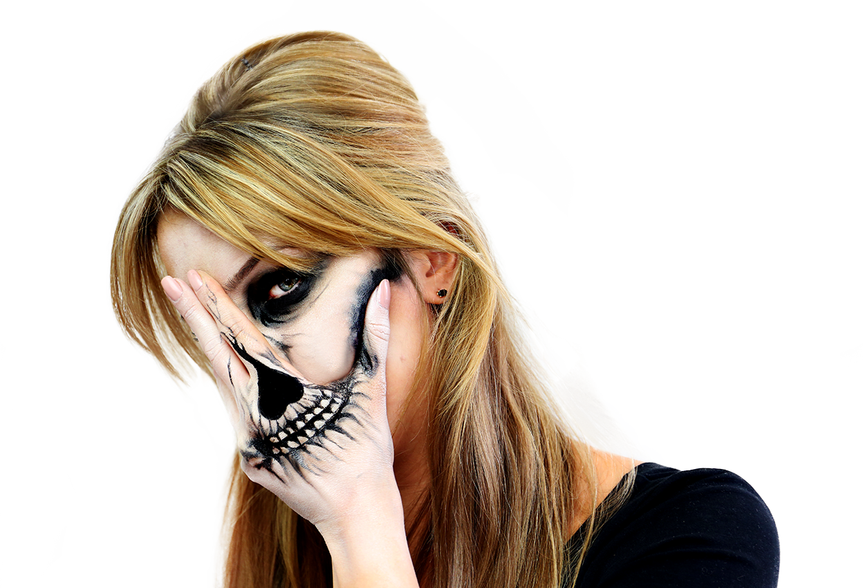 Halloween Skull Hand - Girl (1248x850), Png Download