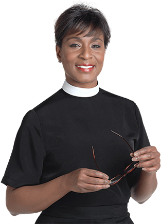 Womens Clergy Blouse Neckband - Shirt (375x435), Png Download