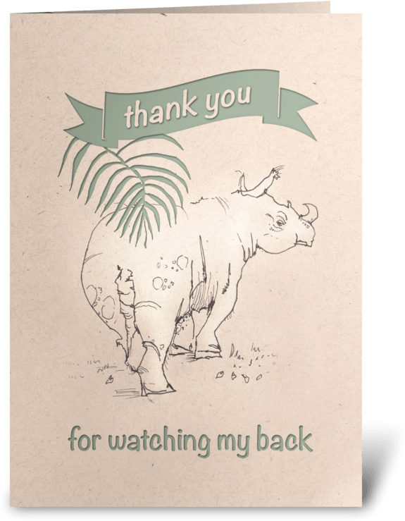 Rhino Thank You Card Greeting Card - Greeting Card (700x792), Png Download