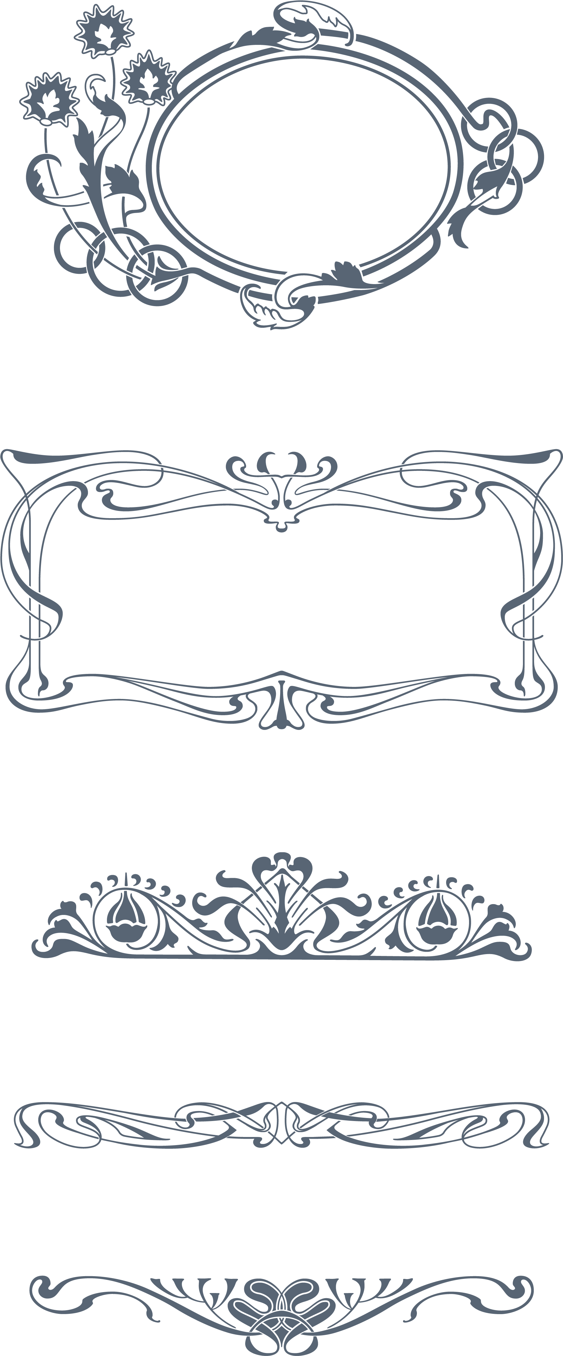 Preview All The Organically-inspired "art Nouveau" - Art Nouveau Vector Ornaments Png (1920x4563), Png Download