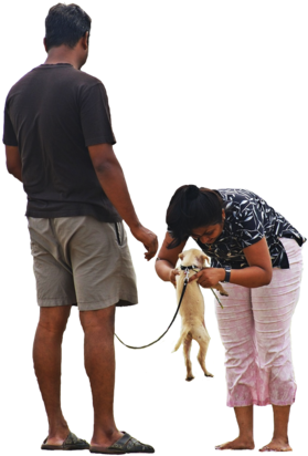 Ns 0152 - People Walking Dog Png (300x439), Png Download