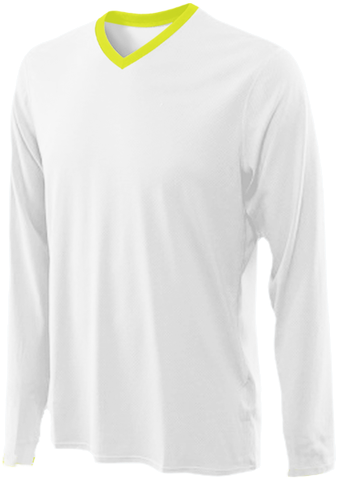 Playera Dry Fit Cuello V Pro Manga Larga Para Niño - Long-sleeved T-shirt (500x500), Png Download