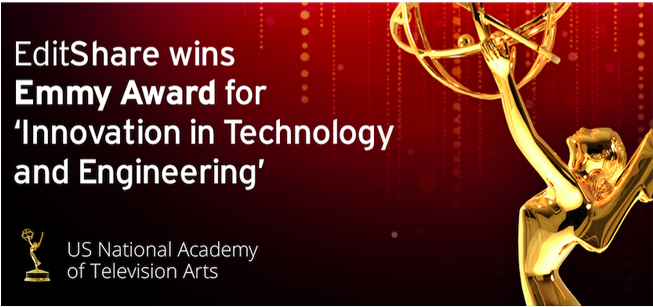 Editshare, A Technology Leader In Intelligent Shared - Emmy Award (652x400), Png Download