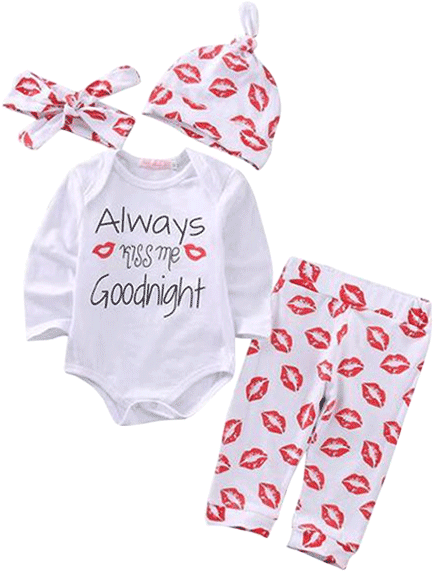 Petite Bello Clothing Set 0-6 Months Always Kiss Me - Kiss Me 4 Piece Set (600x600), Png Download