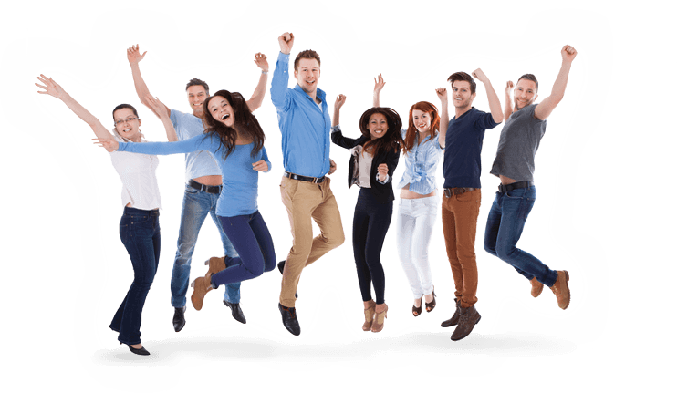 We Work With Businesses Operating In Various Fields, - Group Of People Jumping (742x431), Png Download