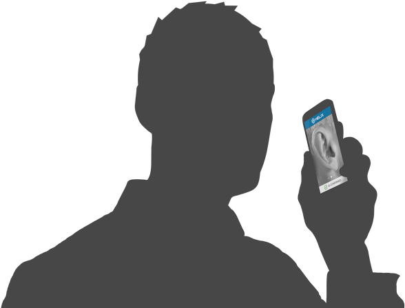 Descartes Biometrics Adds To Its Ear Authentication - Silhouette Using Phone Png (595x450), Png Download