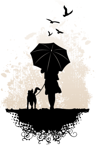 High Quality Guaranteed,create A Gift With Friday Walk - Dog And Girl Silhouette (311x470), Png Download