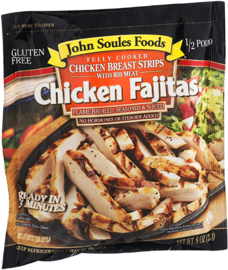 John Soules Foods Fully Cooked Chicken Breast Strips - John Soules Foods Chicken Fajitas - 8 Oz (600x600), Png Download