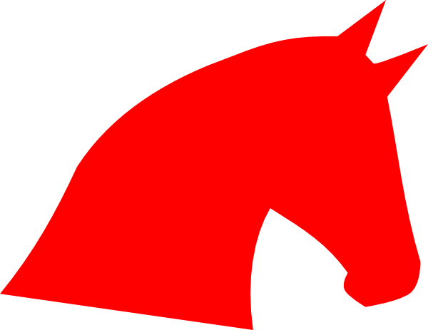 Red Horse Head Clip Art - Horse Head Silhouette Red (600x463), Png Download