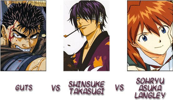 Guts Vs Shinsuke Takasugi Vs Soryu Asuka Langley [closed] - Neon Genesis Evangelion Digital Card Library (600x358), Png Download