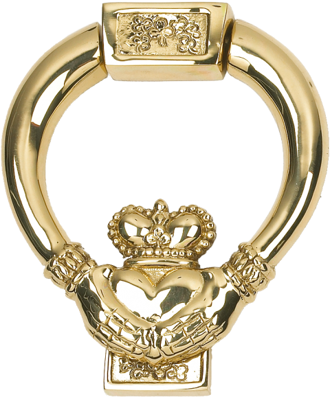 Polished Brass Claddagh Door Knocker - Brass Claddagh Ring (700x700), Png Download