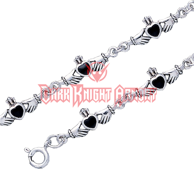 Irish Claddagh Bracelet With Black Onyx Inlay - Brule La Gomme Pas Ton Ame (650x650), Png Download