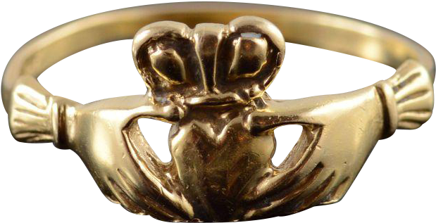 14k Traditional Irish Celtic Claddagh Wedding Ring (618x618), Png Download