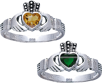 Item - "celtic Claddagh Birthstone Ring" (406x406), Png Download