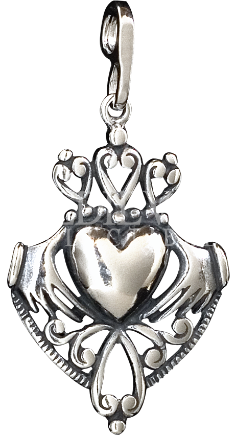 Celtic Ornate Claddagh Pendant - Claddagh Ring (850x850), Png Download