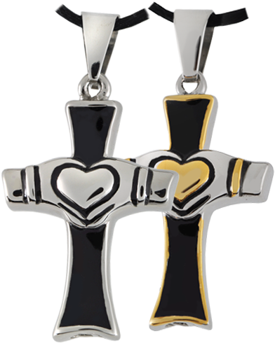 Claddagh Cross In Stainless Steel - Cremation Jewelry Premium Stainless Steel Claddagh (500x500), Png Download