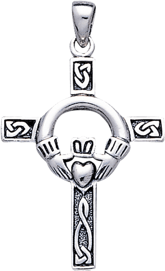 Celtic Claddagh Cross Pendant Ps Wztp832 From Dark - Bling Jewelry Sterling Silver Celtic Cross Heart Claddagh (555x555), Png Download