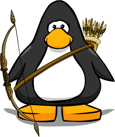 Bow And Arrows From A Player Card - Club Penguin Trumpet Gif (386x459), Png Download