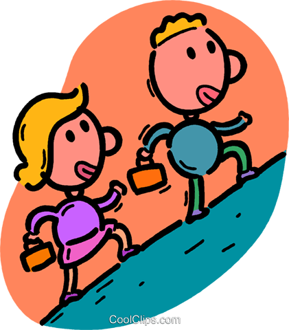 People Climbing Up A Hill Royalty Free Vector Clip - Climbing A Hill Clip Art (421x480), Png Download